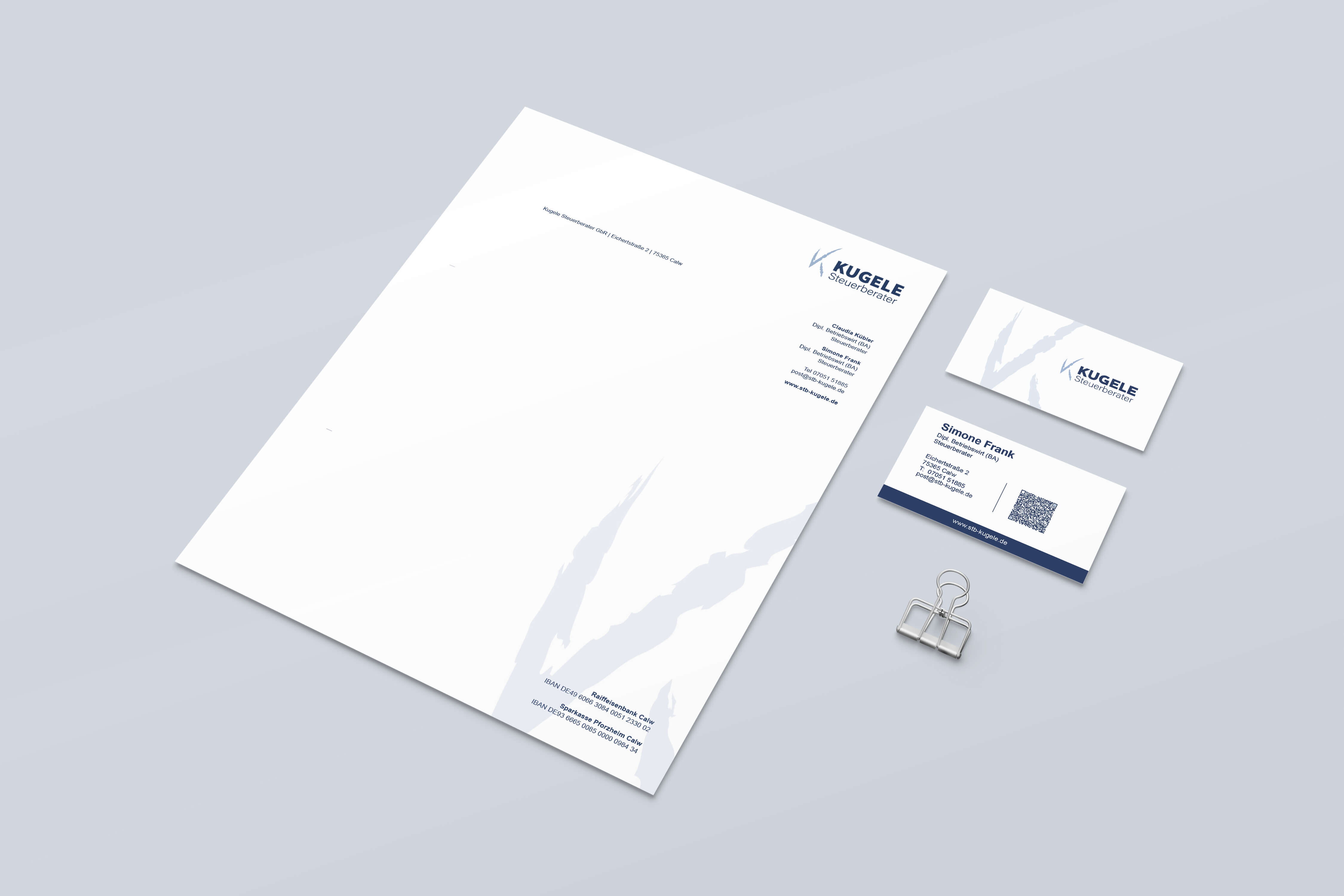 Notizblock und Visitenkarten von Kugele Steuerberater