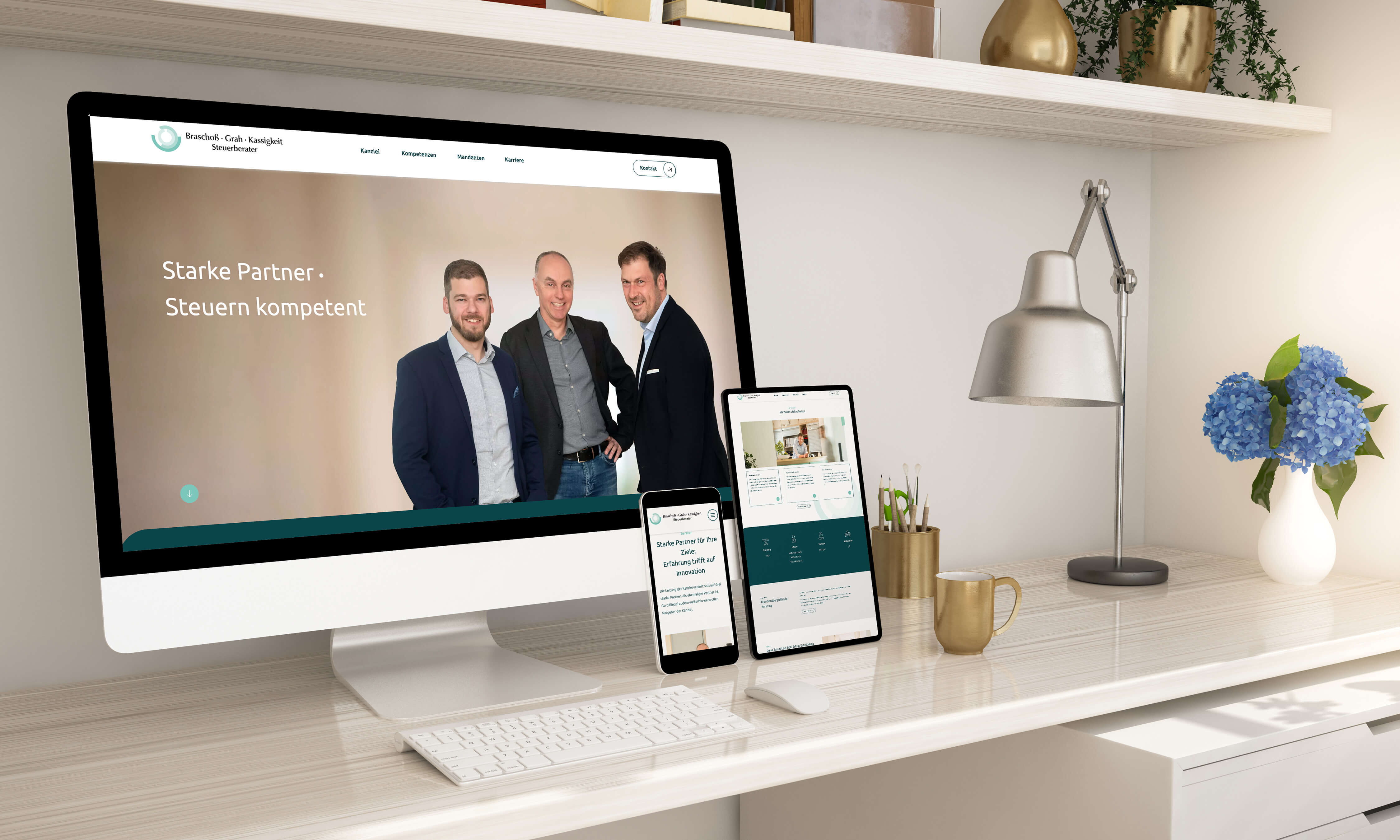 Mockup der Braschoß, Grah, Kassigkeit Webseite auf verschiedenen Geräten