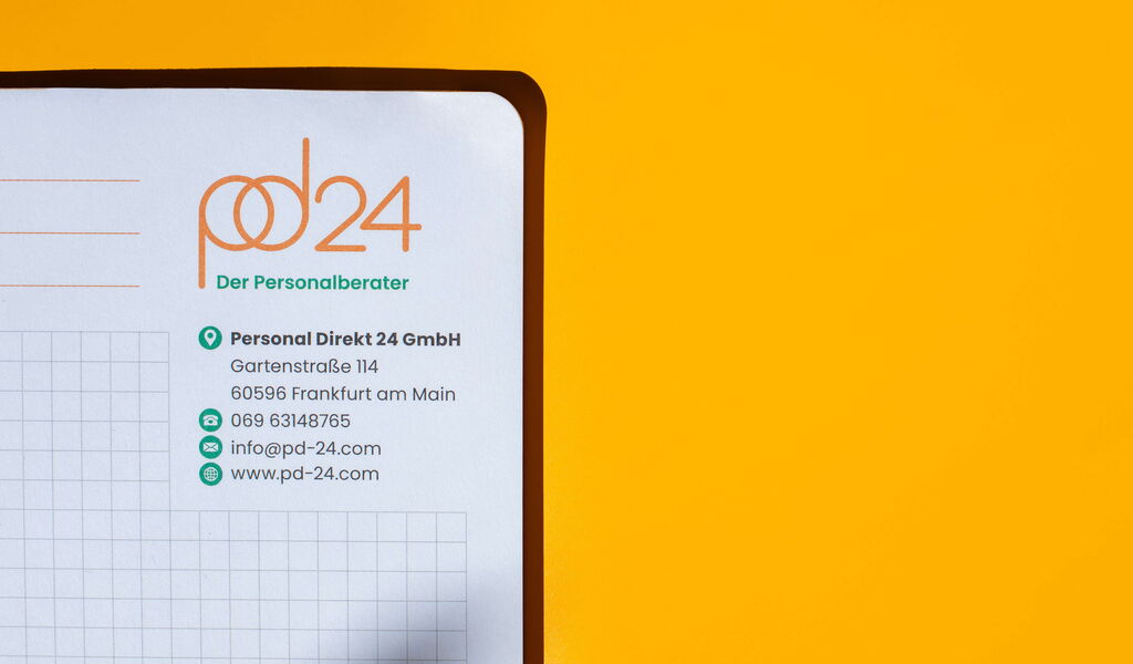 PD24 Notizblock, abgerundete Ecke im Detail
