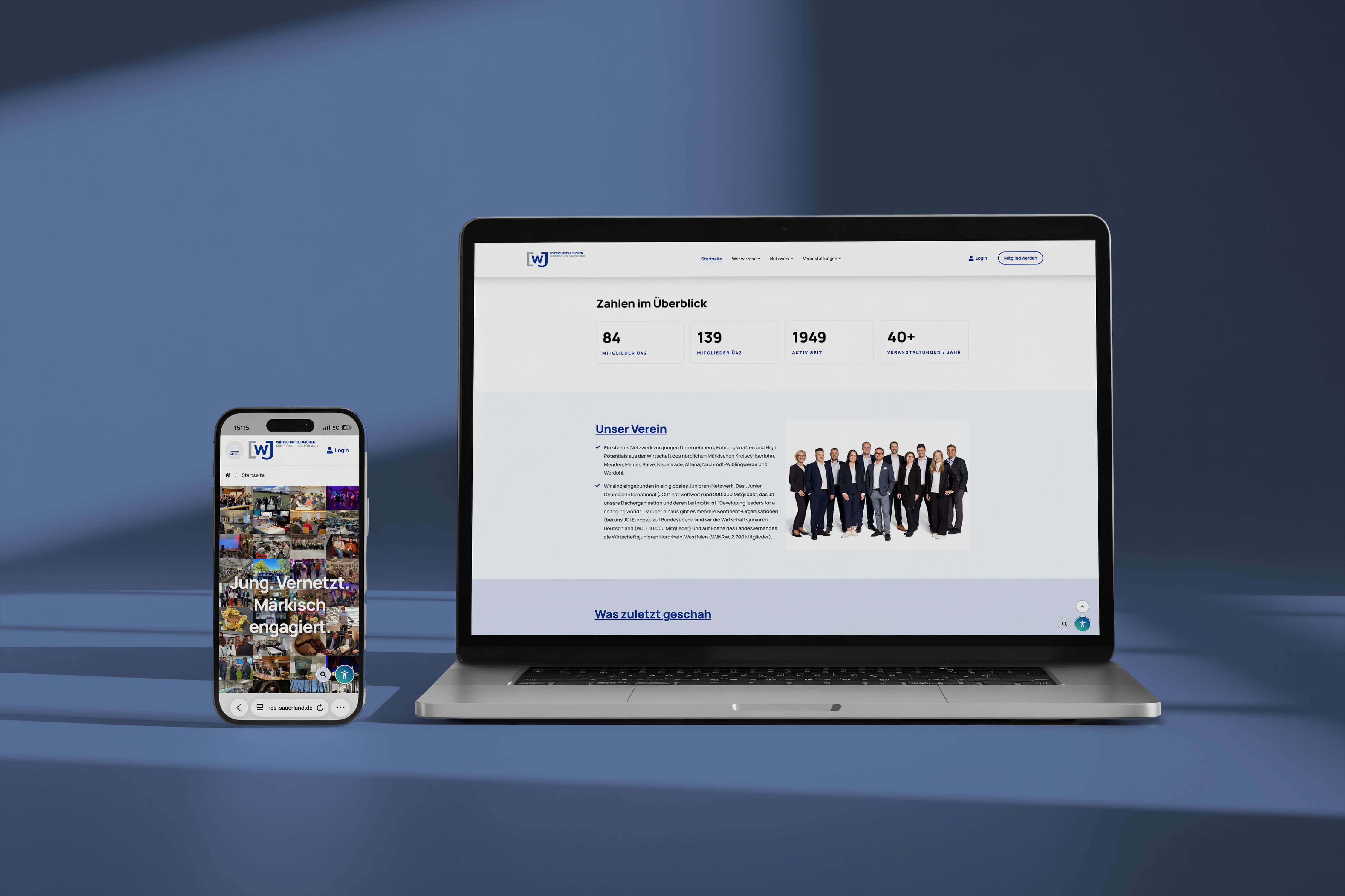 Mock Up der Wirtschaftsjunioren-Website
