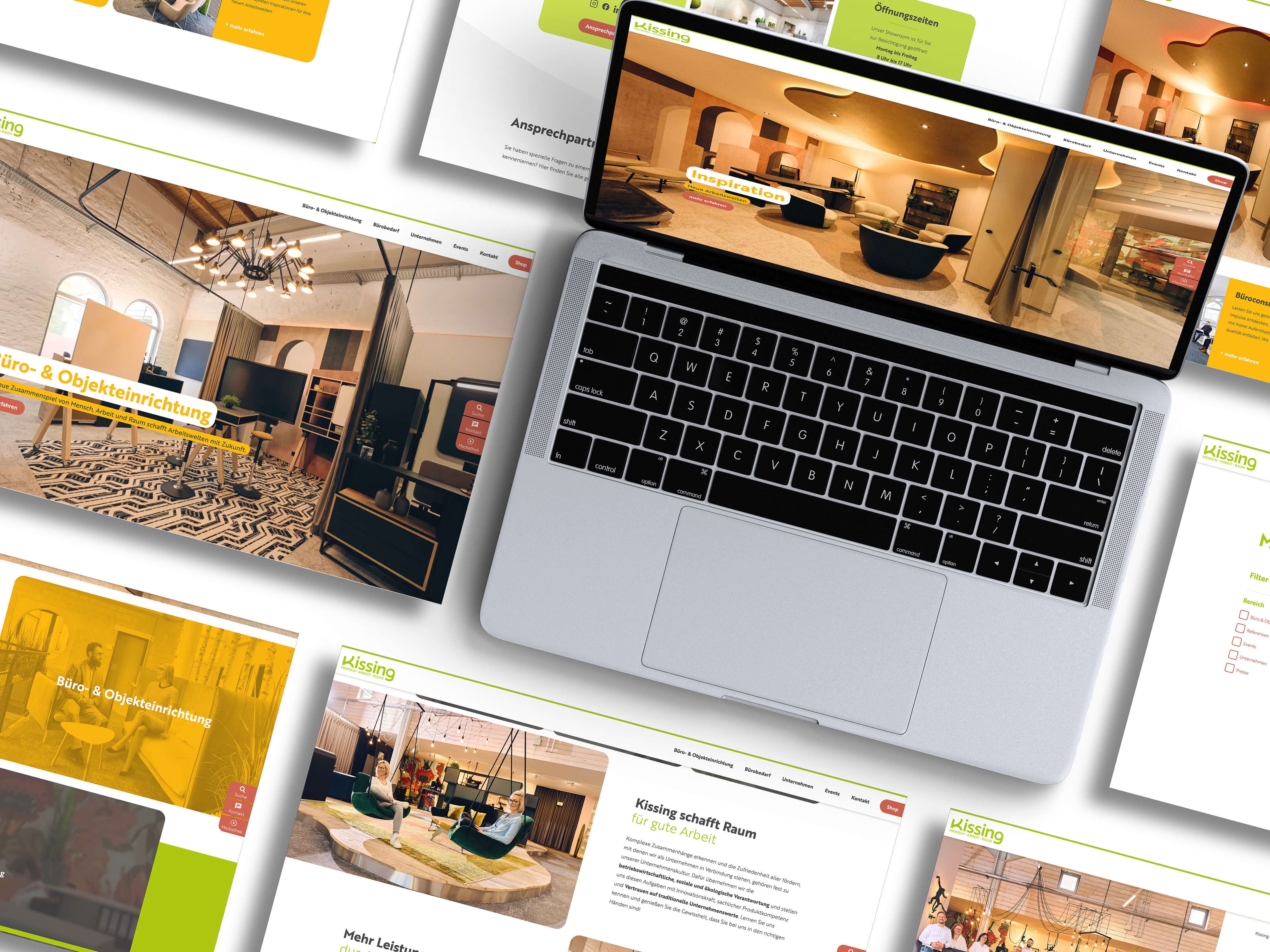 Mockup der Kissing Webseite