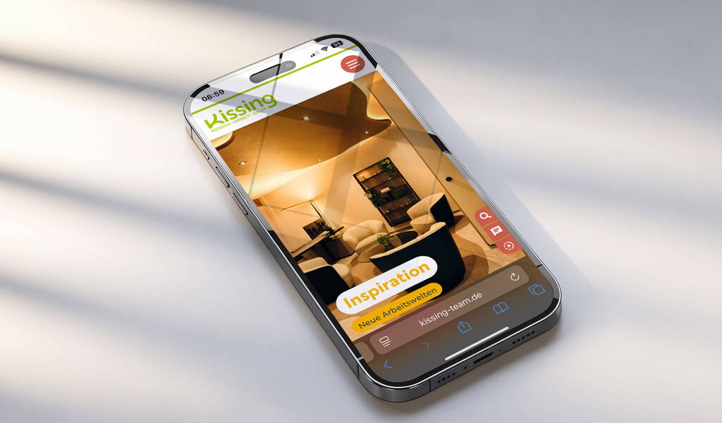 Kissing Webseite in Smartphone Ansicht