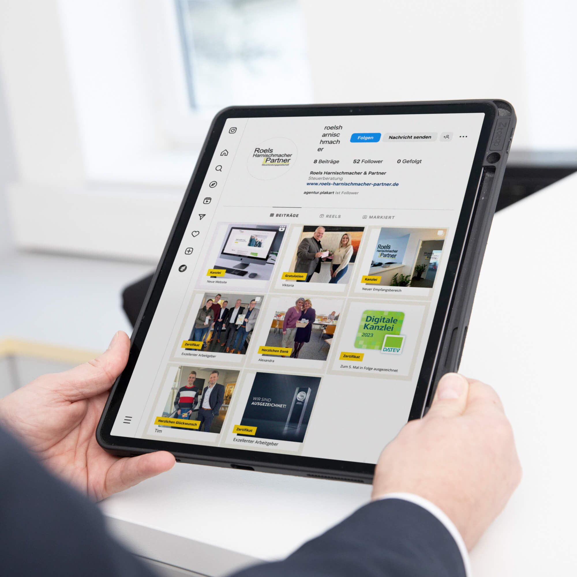 Mockup Instagram Auftritt Roels Harnischmacher & Partner