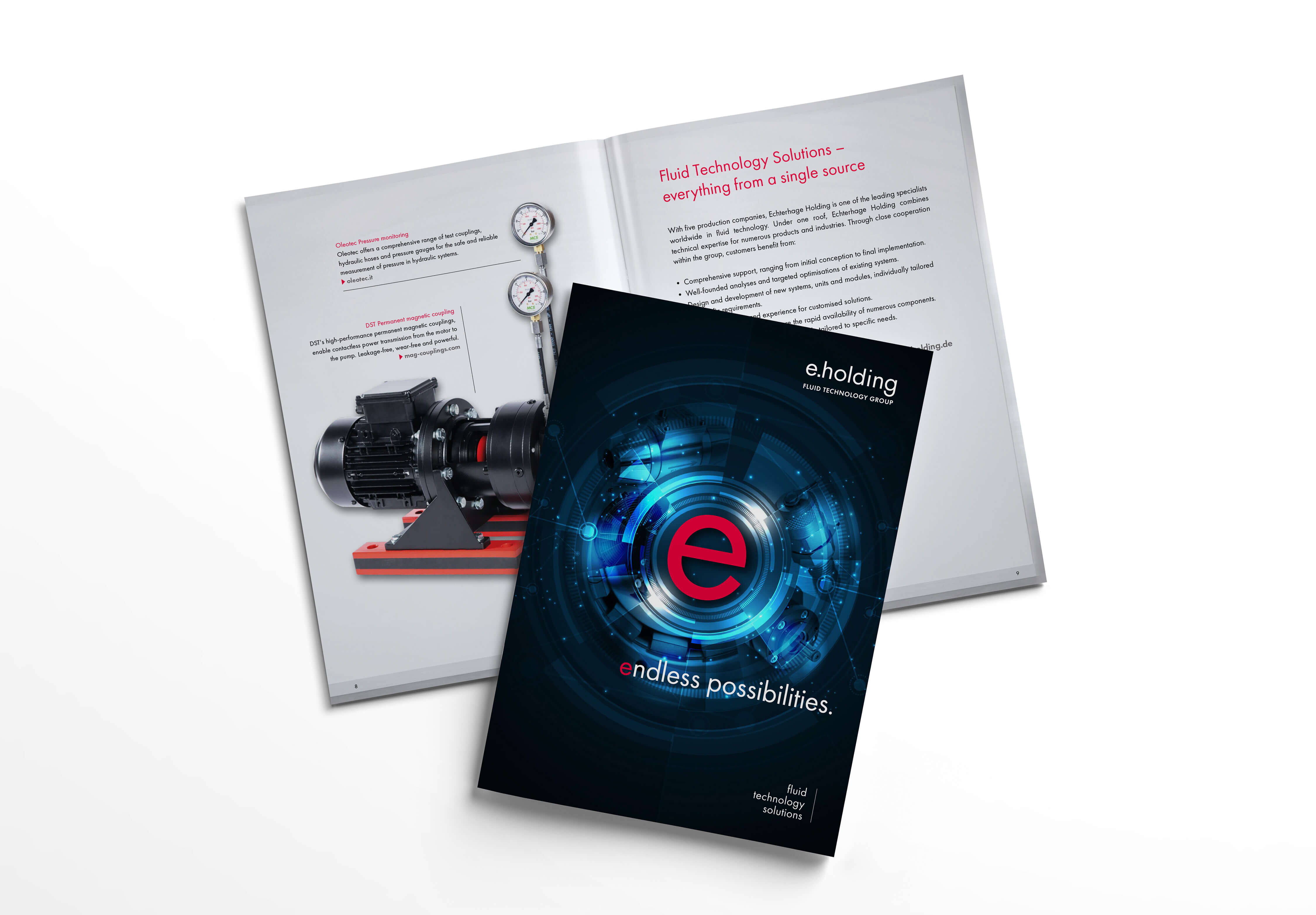 Mockup Produktübersichtsbroschüre Echerhage Holding