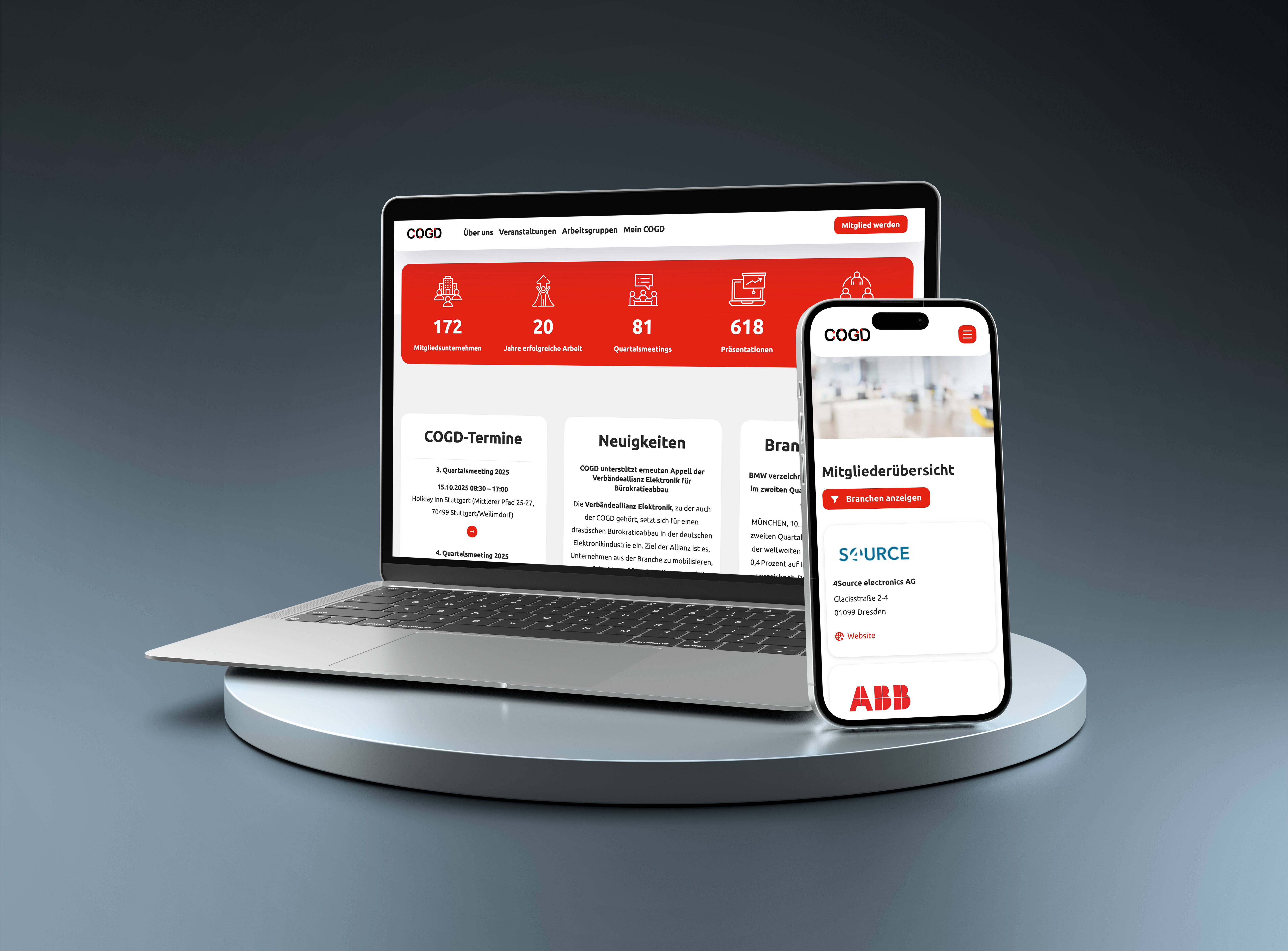 Mockup der Webseite COGD e. V.