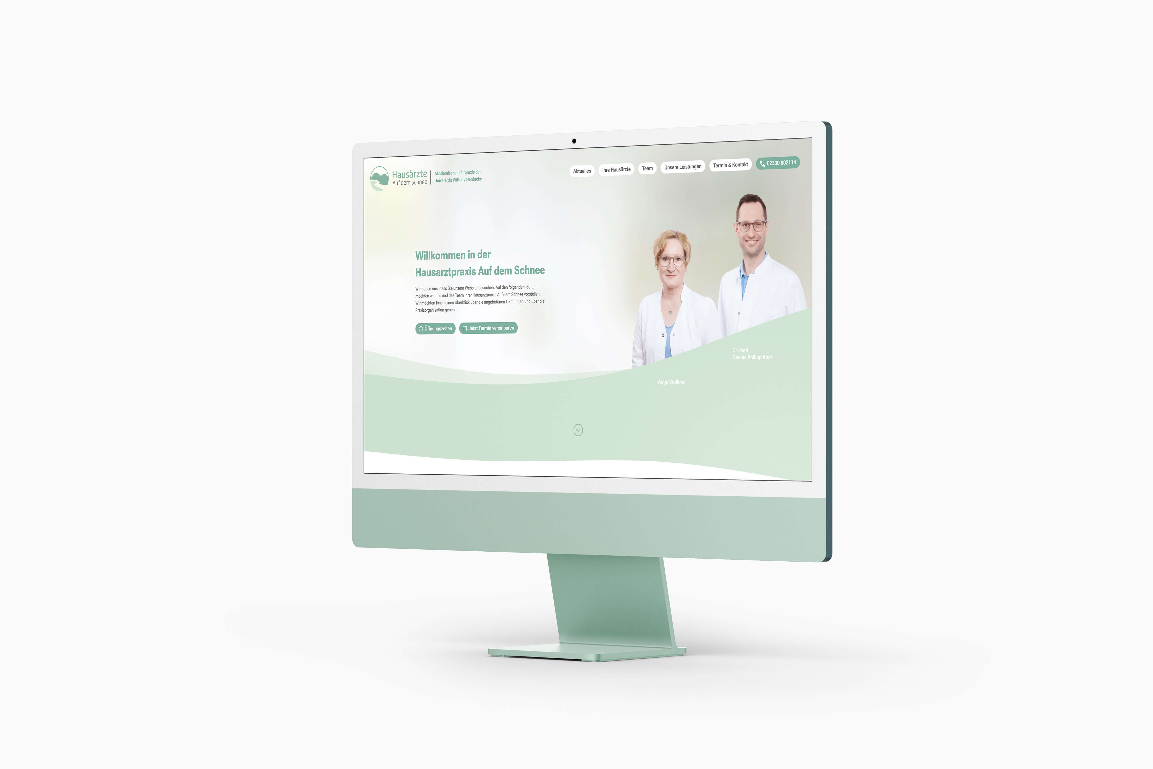 Webseiten Mockup Hausärzte auf dem Schnee